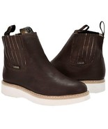 Mens Brown Tough Durable Rubber Sole Anti Slip Boots Shoes Elastic - £47.95 GBP