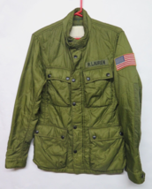 Ralph Lauren Denim &amp; Supply Mens Green Quilted Military USA Flag Jacket Sz S - £92.95 GBP