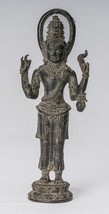 Ancien Indonésien Style Majapahit Debout Bronze Vishnu Statue - 22cm/9 &quot; - £872.12 GBP