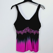 Tankini Swim Tank Top Black Purple Size XL - £7.87 GBP