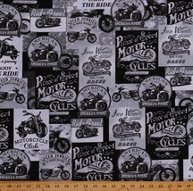 Cotton Motorcycles Transportation America&#39;s Finest Fabric Print by Yard D764.66 - $12.95