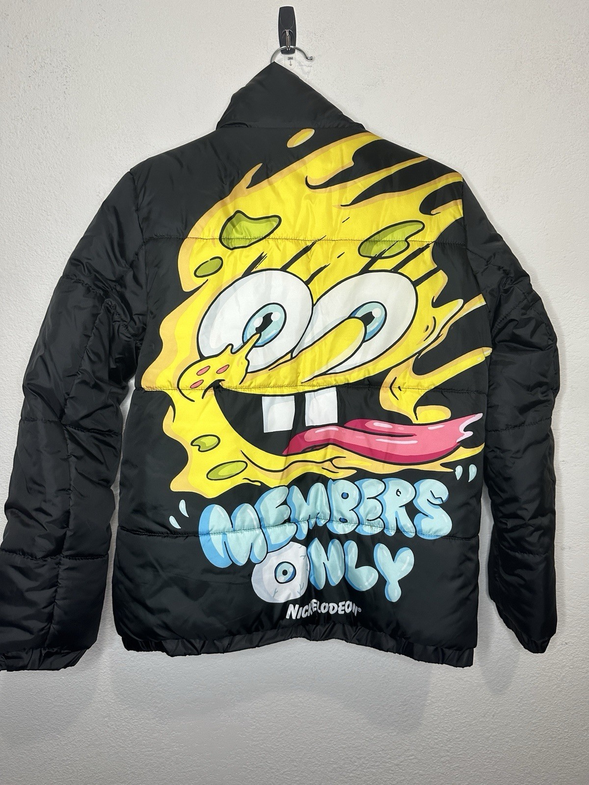 Member’s Only X Nickelodeon Women’s SpongeBob Print Black Puffer Jacket ... - $49.49