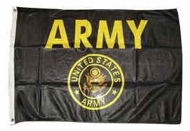 2x3 U.S. Army Crest Seal Emblem Black Gold Knitted Flag 2&#39;x3&#39; Banner grommets - £16.02 GBP