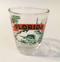 Shot Glass Florida Sea World Palm Trees Barware Orange Green Souvenir New - £15.81 GBP