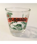 Shot Glass Florida Sea World Palm Trees Barware Orange Green Souvenir New - £15.72 GBP