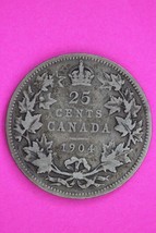 1904 Canada Silver Quarter Scarce Semi Key Date Coin .925 Fine Silver 147 - $33.38