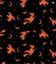 Peva Vinyl Tablecloth, 60&quot; Round, Halloween Orange Whitches, Ghosts &amp; Cats, P&amp;T - £12.65 GBP