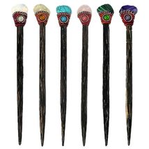 Assorted Wholesale Natural Tumbled Healing Gemstone Chonta Wooden Hair Stick Cho - $20.79+