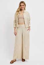 Tan Shirring Detail Wide Leg Pants - $55.00