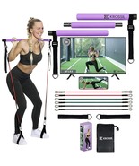 Portable Pilates Bar With Resistance Bands - Adjustable Fitness Kit For ... - £51.14 GBP