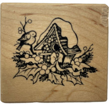 Christmas Winter Birdhouse Bird Holly Berry Snow Rubber Stamp PSX C-2115 New - £7.76 GBP