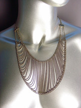 UNIQUE Bohemian Urban Anthropologie Antique Gold Metal Chain Drape Neckl... - £15.68 GBP