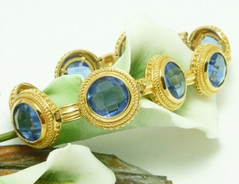 Technibond Simulated Faceted Tanzanite Gold Bracelet 7 inch Length - £55.15 GBP