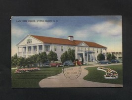 Vintage Postcard 1940s Linen Lafayette Manor Myrtle Beach SC Old Cars - £5.47 GBP