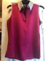 NWT Ladies BELYN KEY Raspberry Pebble Collar Sleeveless Golf Shirt S M L XL XXL  image 2
