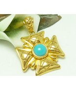 Veronese 18K Yellow Gold Bonded Sterling Maltese Cross Gold Turquoise Pe... - £53.82 GBP