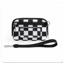 Checkered ID Wallet Nylon Wristlets Black White - $445.42 MXN