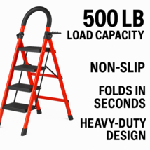500LB Heavy Duty Folding Ladder Step Stool | 3 4 5 Step Non Slip Portabl... - $99.93 CAD+
