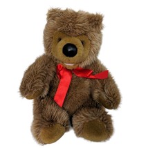 Brown Teddy Bear Valentines Day Christmas Red Bow Plush Stuffed Animal 9&quot; - £18.69 GBP