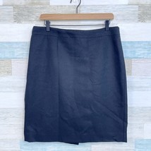 J Crew Double Serge Wool Pencil Skirt Black Back Vent Lined Career Women... - $39.59