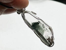 Green Phantom Crystal Pendant Sterling silver Handmade Jewelry D101021 - £32.95 GBP