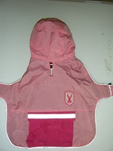 PINK SKI JACKET OR RAIN WITH HOOD FLEECE LINED SIZE XS 12 INCHES AROUND ... - $13.49