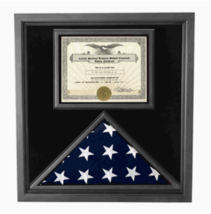 Premium Wood Usa American Flag And Document Case Shadow Box - £480.29 GBP