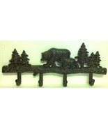 Grizzly Bear CAST IRON Metal Coat Rack Key Hook Lodge Log Cabin Black Be... - £23.08 GBP