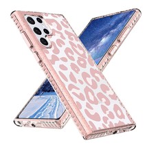 Compatible With Samsung Galaxy S22 Ultra Clear Case Cute Pink Leopard Design Scr - £21.83 GBP