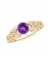 ANGARA Solitaire Round Amethyst Celtic Knot Ring for Women in 14K Solid ... - £583.42 GBP
