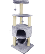 Cat Tree With Scratching Post And Hanging Bed Grey NEW - £43.20 GBP