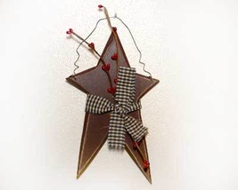 Primitive Country Burgundy Star and Berries - £4.00 GBP
