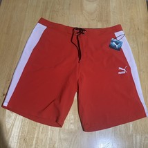 Puma Men&#39;s Board Shorts Regular Fit 4 Way Stretch 36x9&quot; Inseam Red Back ... - $21.87