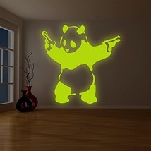 ( 87&quot; x 87&quot; ) Banksy Glowing Vinyl Wall Decal Panda with Pistols / Glow in Da... - £317.02 GBP