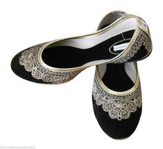 Women Shoes Indian Handmade Leather Traditional Ballerinas Black Mojari US 5-10 - £28.05 GBP