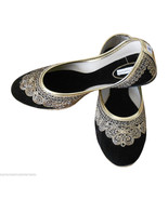 Women Shoes Indian Handmade Leather Traditional Ballerinas Black Mojari ... - £28.14 GBP