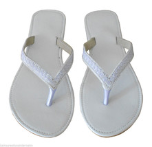 Women Slippers Indian Handmade Leather Flip-Flops Traditional Slip On White US 5 - £34.65 GBP