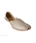 Men Shoes Indian Handmade Wedding Punjabi Khussa Golden Loafers Mojari US 7 - £43.82 GBP