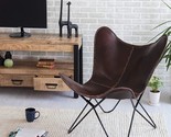 Genuine Leather Butterfly Chair - Handmade, Iron Frame - Lounge Chair - - $142.96
