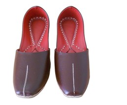 Men Shoes Indian Handmade Traditional Espadrilles Leather Brown Mojari US 9 - £44.09 GBP