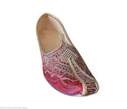 Men Shoes Jutti Indian Wedding Handmade Khussa Red Loafers Flat Mojaries US 6 - £43.85 GBP