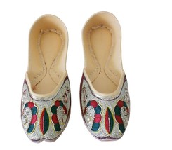 Women Shoes Indian Handmade Leather Flip-Flops Maroon Traditional Mojari... - £30.55 GBP