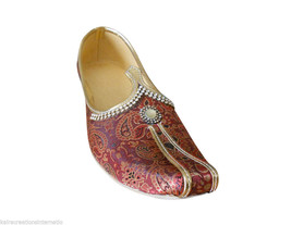 Men Shoes Indian Handmade Mojari Loafers Maroon Wedding Khussa Jutties US 6 - $54.99