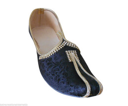Men Shoes Mojari Indian Handmade Sherwani Khussa Black Loafers Jutties U... - £44.22 GBP