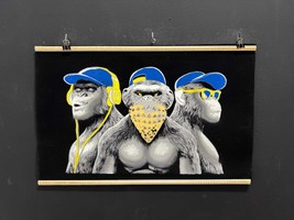 No See No Hear No Speak Monkeys Wall Art , Three Wise Monkeys Hand-Paint... - $99.00