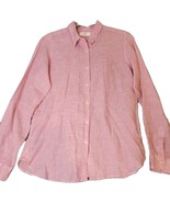 Uniqlo Shirt Mens M Linen Blush Pink Gingham Casual Button Up Long Sleev... - $19.75