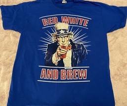 Graphic t shirt Red White &amp; Brew Uncle Sam Alcohol Beer Drinking USA XL - $12.19
