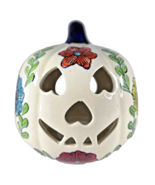 Martha Pumpkin Sugar Skull Lantern Ceramic Handpainted Mexico Style 8.5 ... - $855.10 MXN