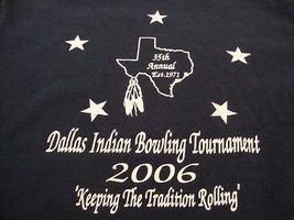 Dallas Indian Bowling Tournament 35th annual 2006 Texas Indians Blue T S... - £12.21 GBP