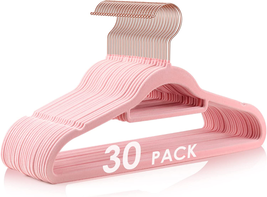 Velvet Hangers Non Slip Felt Hangers, DUDUCOFU 30 Pack Pink Velvet Hange... - £21.84 GBP